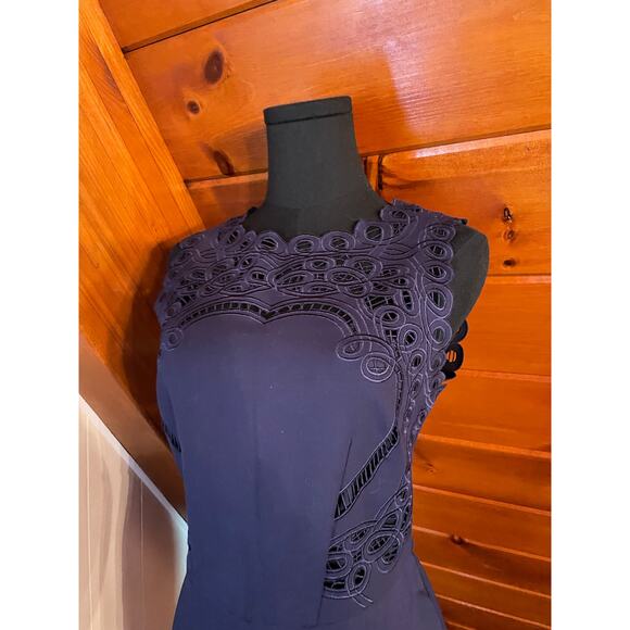 Ted Baker London Verita Cutout Sheath Shift Navy Blue Dress sz 3 / sz M - Picture 3 of 10